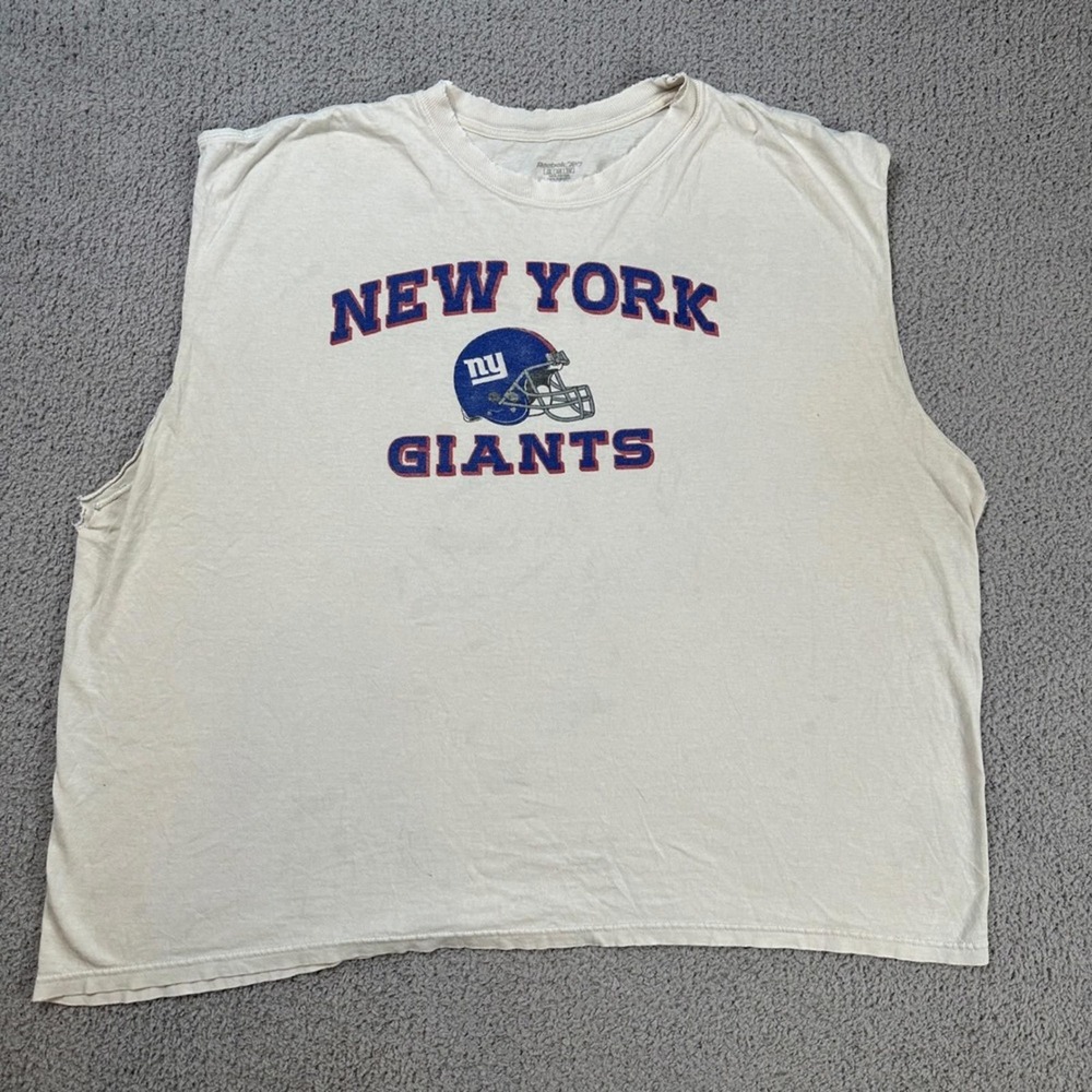 Vintage Reebok NFL New York Giants Sleeveless Muscle Tee Men XL Cream Helmet
